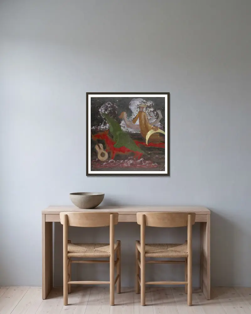 Himmelslandschaft von Walther Gamerith gerahmt an einer Wand
