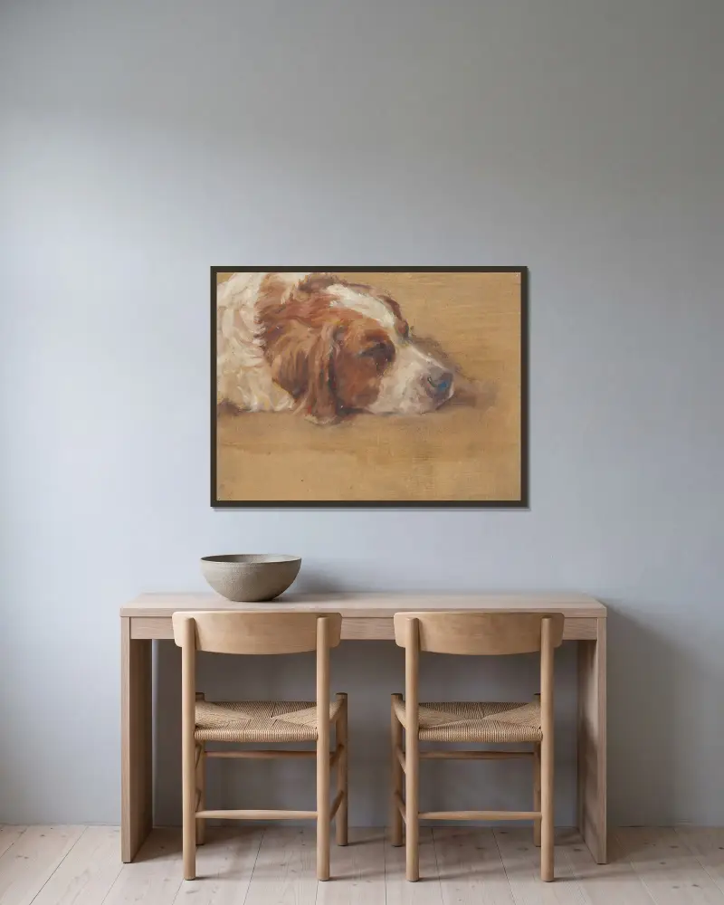 Hundekopf (Studie) von Walther Gamerith gerahmt an einer Wand