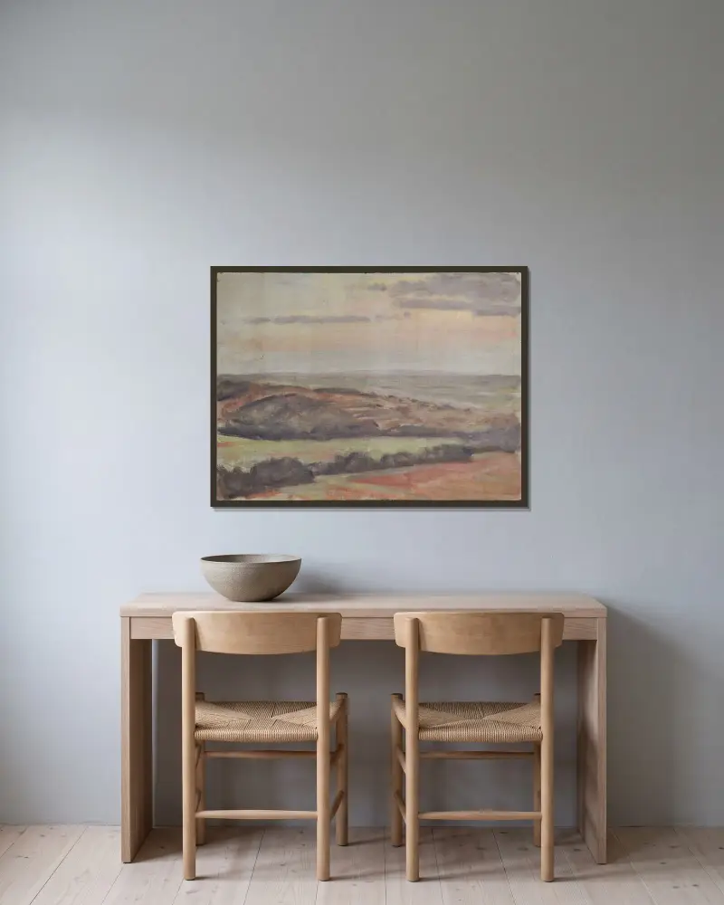 Landschaft – Nr. 3 von Walther Gamerith gerahmt an einer Wand
