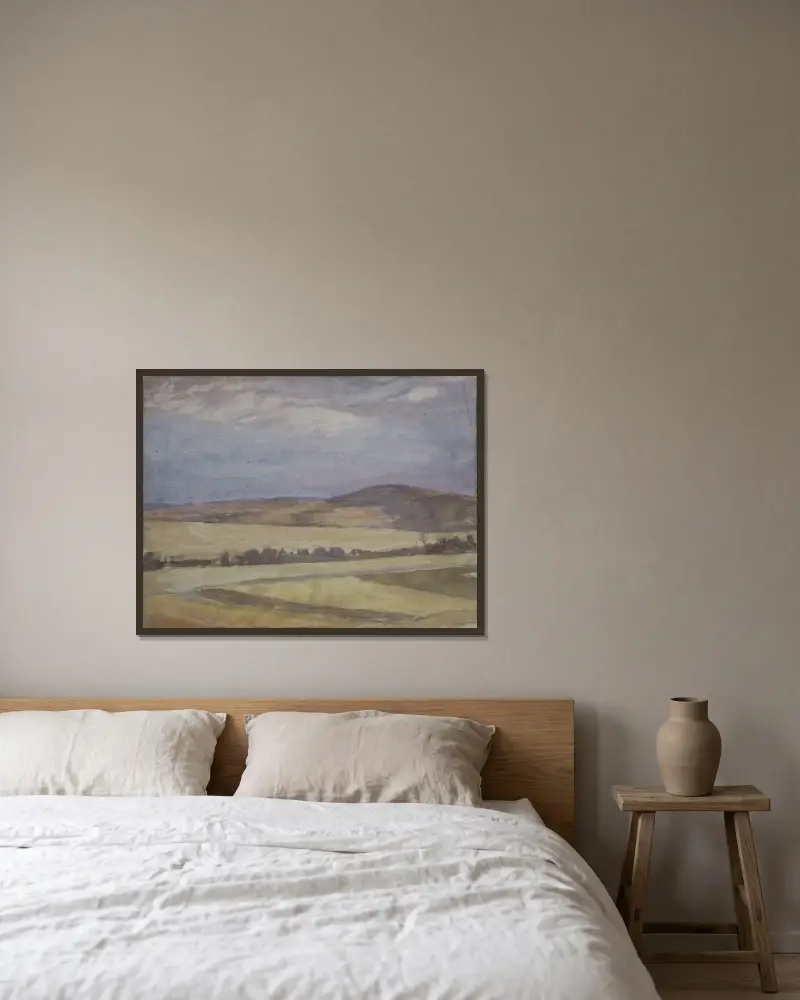 Landschaft av Walther Gamerith inramad på en vägg