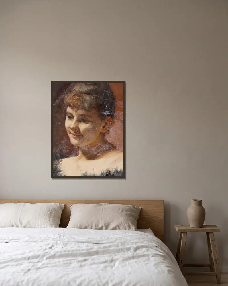 Porträtstudie einer Dame von Walther Gamerith gerahmt an einer Wand