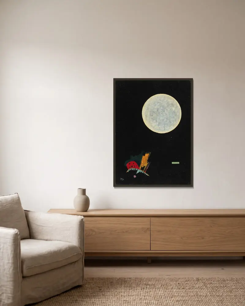 Ein Kreis (A) von Wassily Kandinsky gerahmt an einer Wand