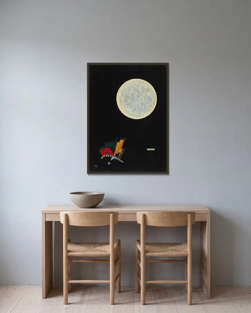 Ein Kreis (A) von Wassily Kandinsky gerahmt an einer Wand