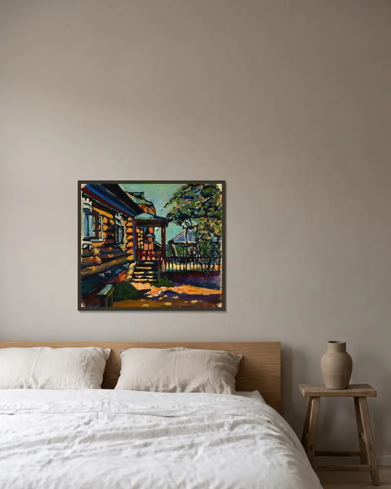 Akhtyrka. Huvudentrén till datjan av Wassily Kandinsky inramad på en vägg