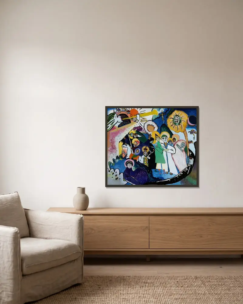 All Saints Day I av Wassily Kandinsky inramad på en vägg