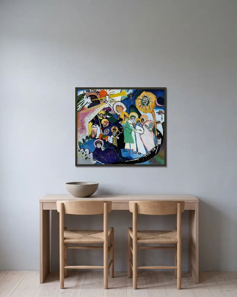 All Saints Day I av Wassily Kandinsky inramad på en vägg