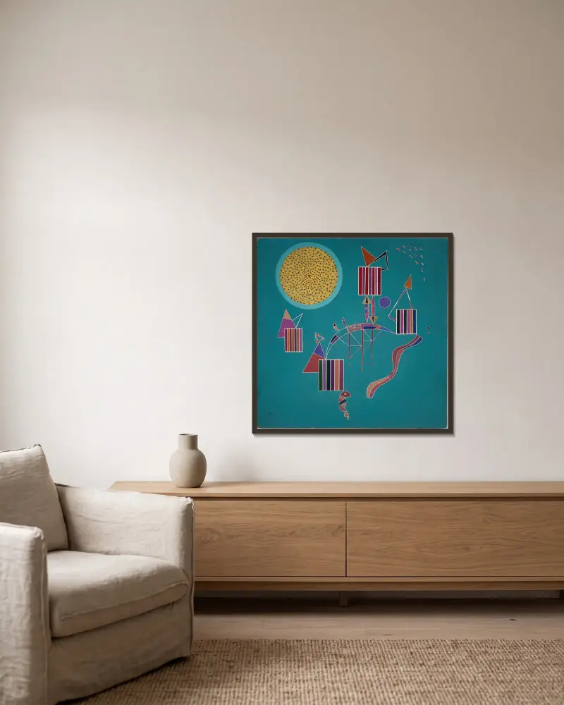 Eine intime Feier von Wassily Kandinsky gerahmt an einer Wand
