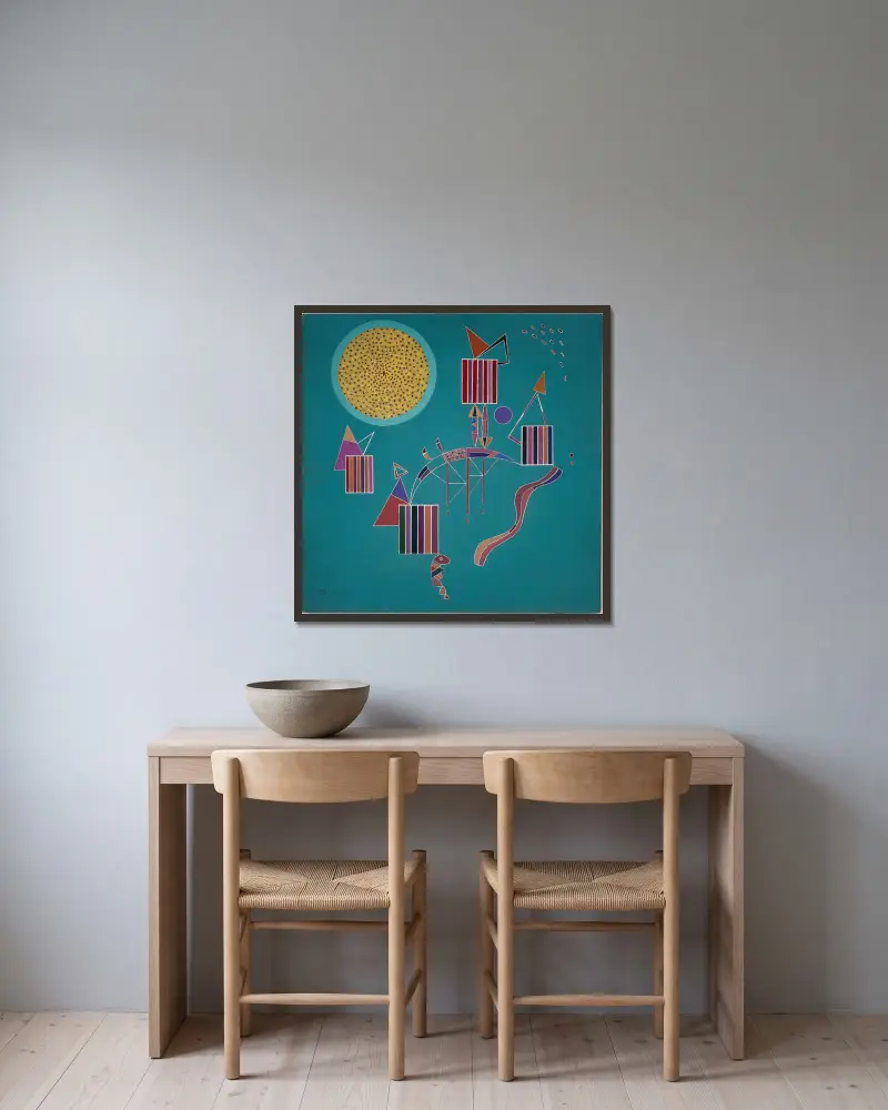 Eine intime Feier von Wassily Kandinsky gerahmt an einer Wand