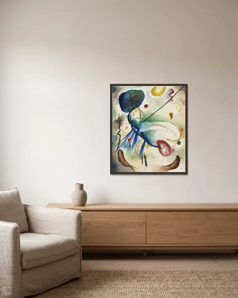 Aquarell mit Strich von Wassily Kandinsky gerahmt an einer Wand