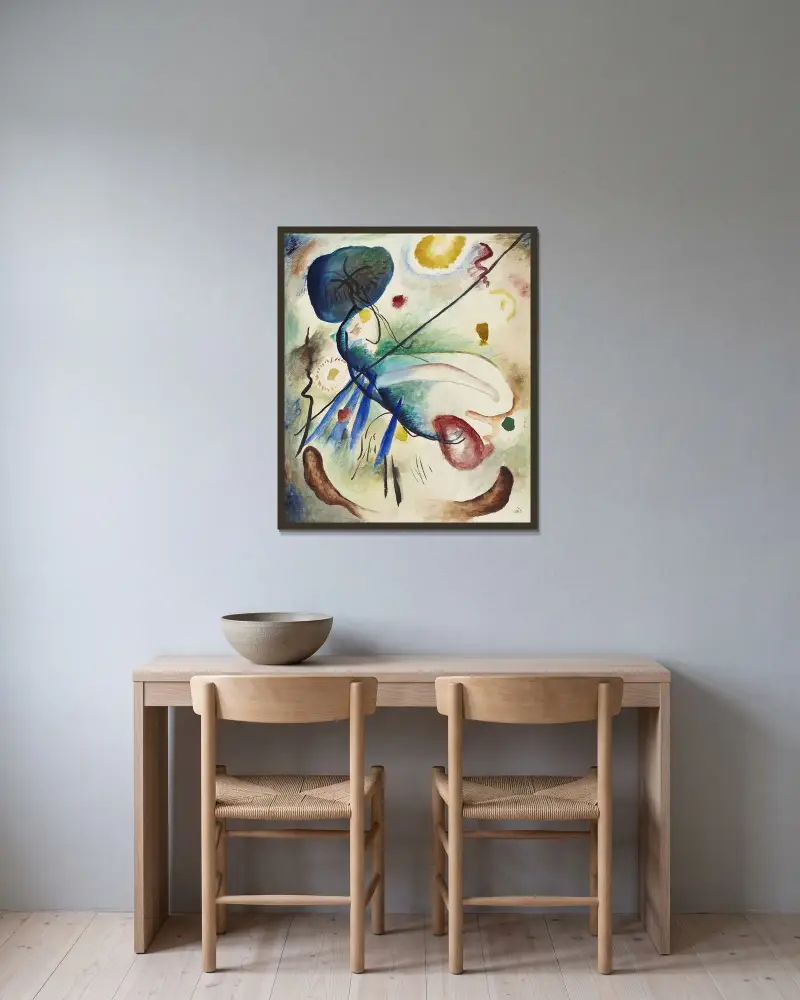 Aquarell mit Strich von Wassily Kandinsky gerahmt an einer Wand