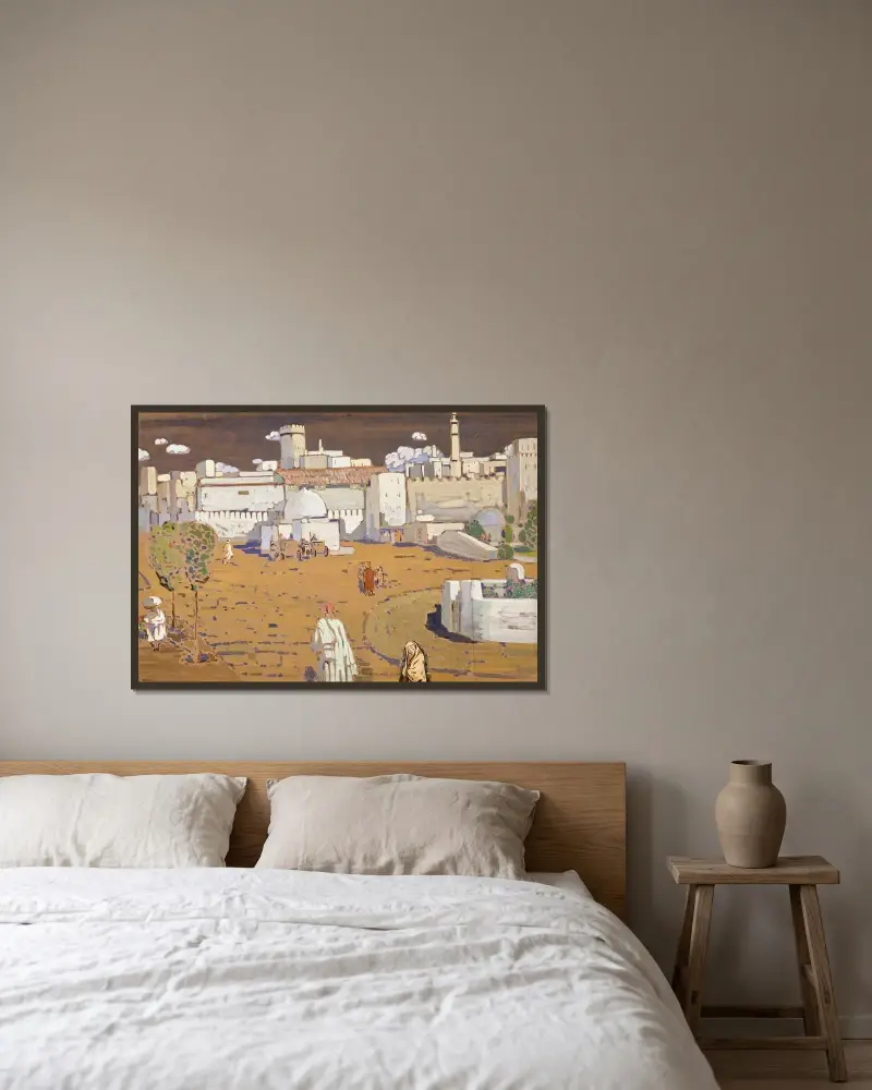 Arabische Stadt von Wassily Kandinsky gerahmt an einer Wand