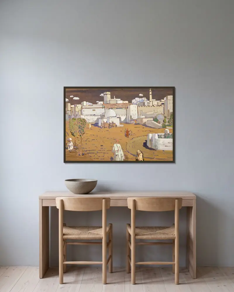 Arabische Stadt von Wassily Kandinsky gerahmt an einer Wand