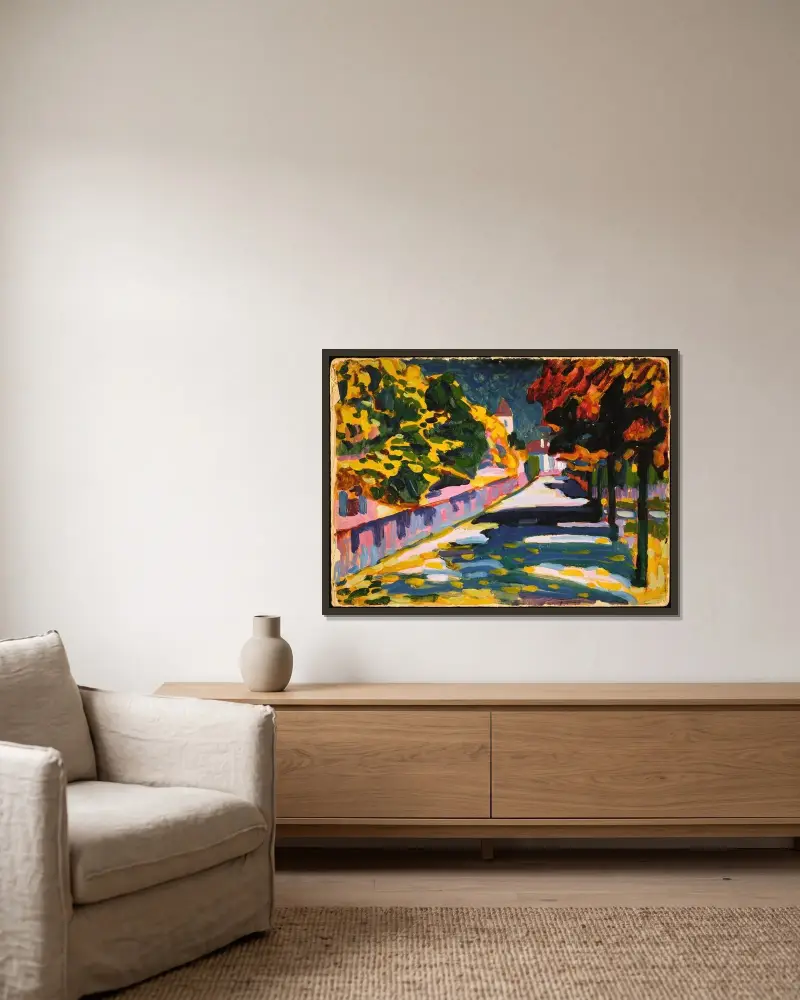 Autumn in Bavaria av Wassily Kandinsky inramad på en vägg
