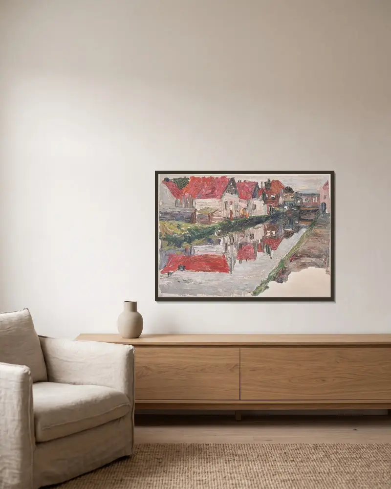 Canal in Holland av Wassily Kandinsky inramad på en vägg