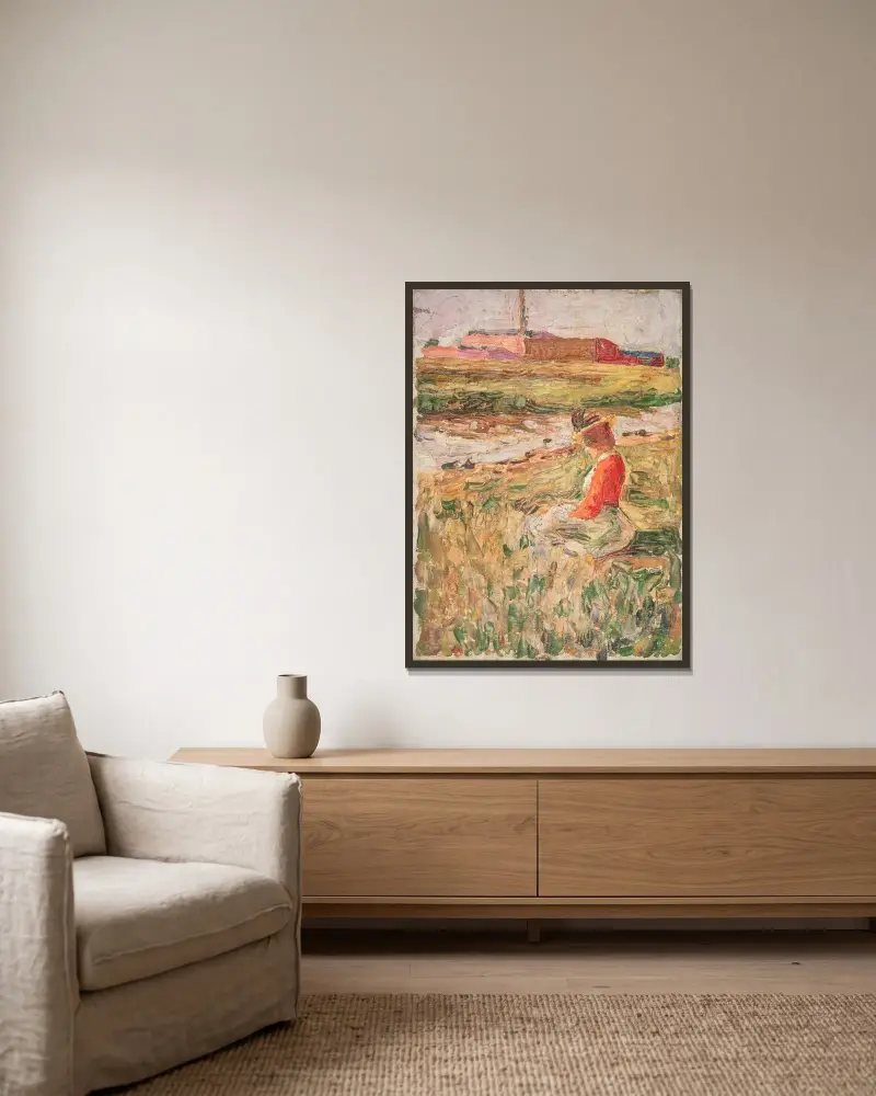 Dama siedząca w trawie, Wassily Kandinsky w ramie na ścianie