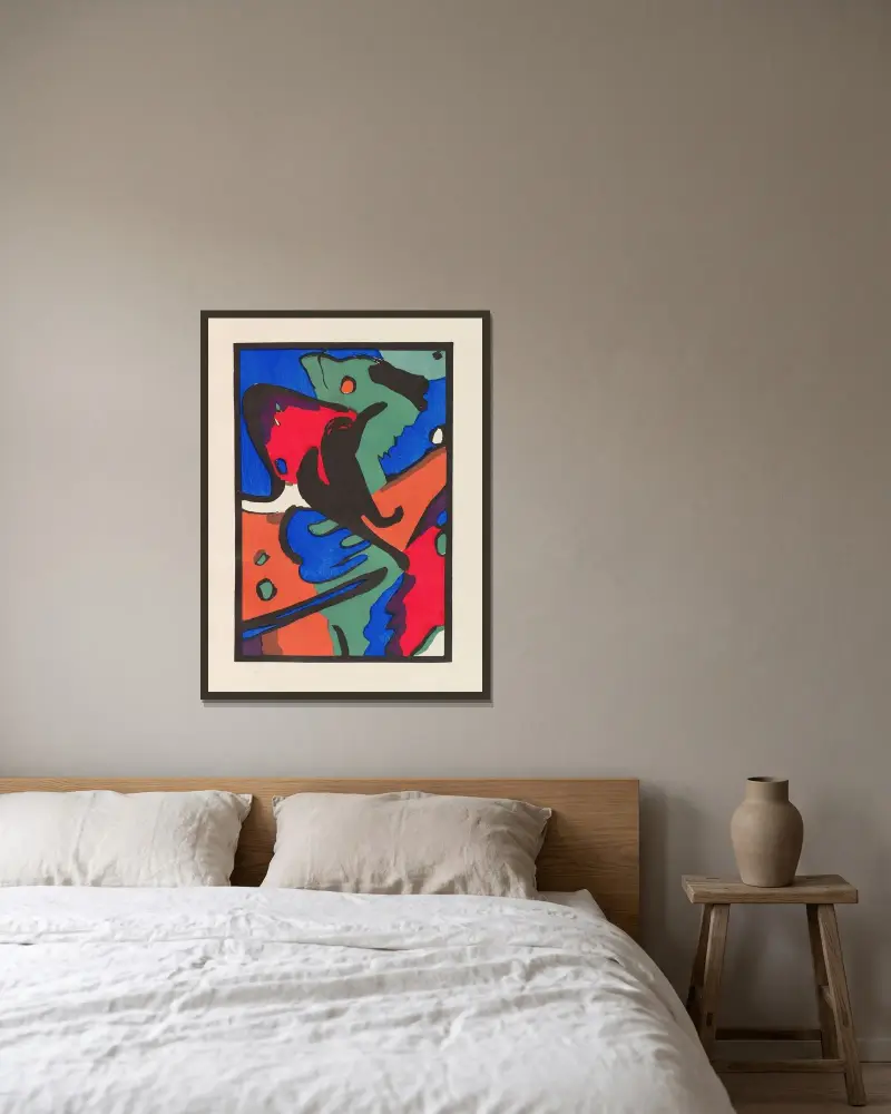 Der Blaue Reiter, 1912 – nr 3 av Wassily Kandinsky inramad på en vägg
