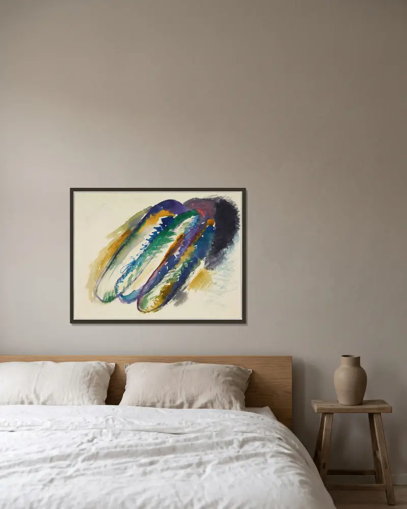 Skizze zu ‚Komposition VII' von Wassily Kandinsky gerahmt an einer Wand