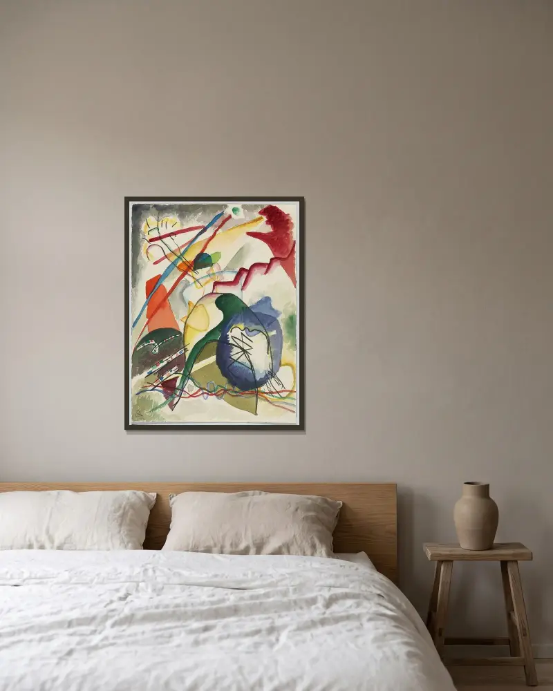 Draft for ‘Picture with a white border’ I av Wassily Kandinsky inramad på en vägg