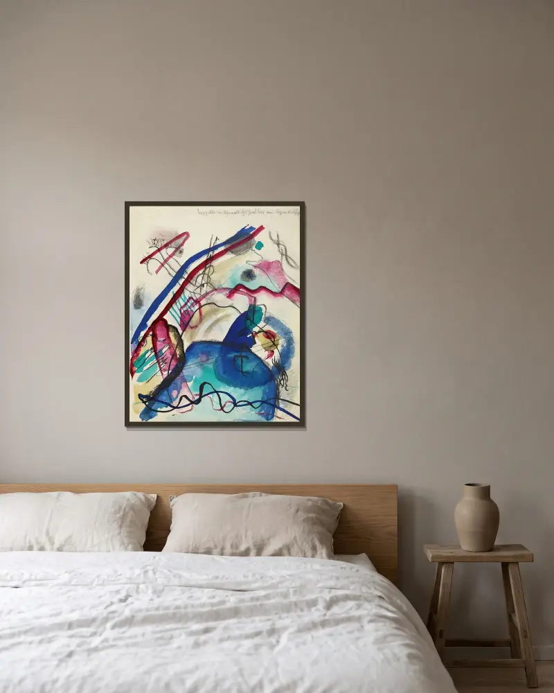 Draft for ‘Picture with a white border’ iv av Wassily Kandinsky inramad på en vägg