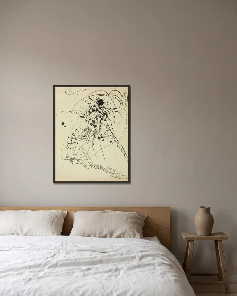 Rysunek według „Blauer Fleck”, Wassily Kandinsky w ramie na ścianie
