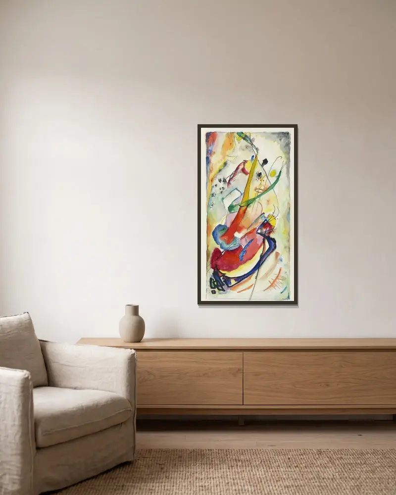 Entwurf zu einem Wandbild für Edwin R. Campbell Nr. 1 av Wassily Kandinsky inramad på en vägg