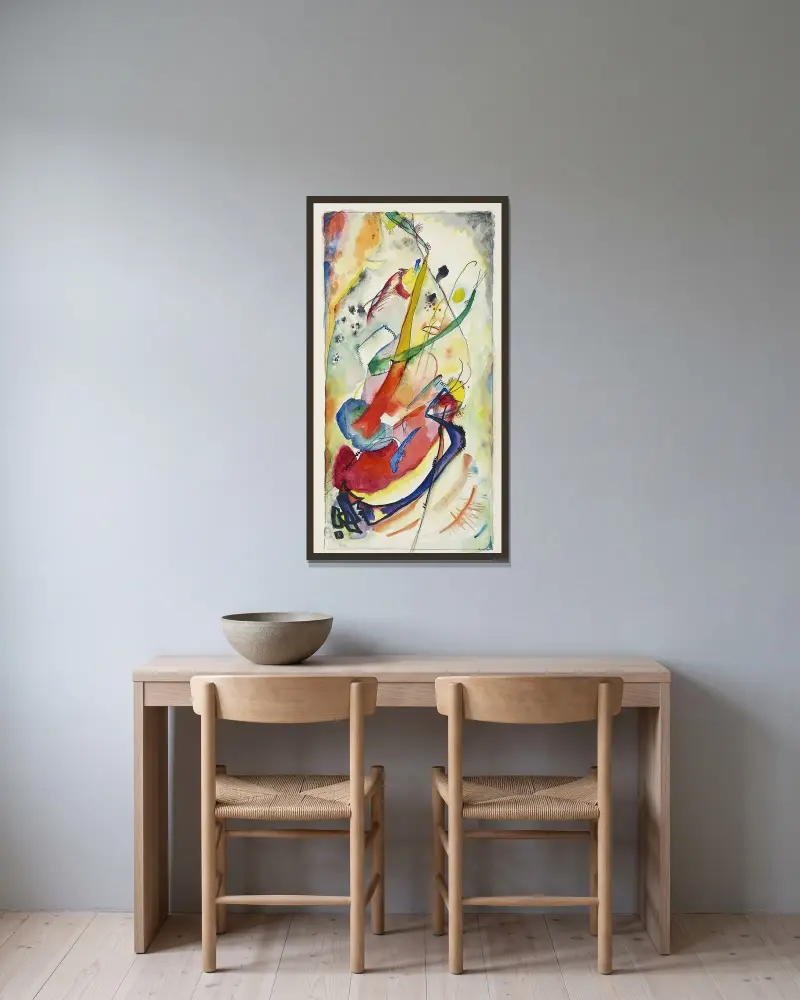 Entwurf zu einem Wandbild für Edwin R. Campbell Nr. 1 av Wassily Kandinsky inramad på en vägg