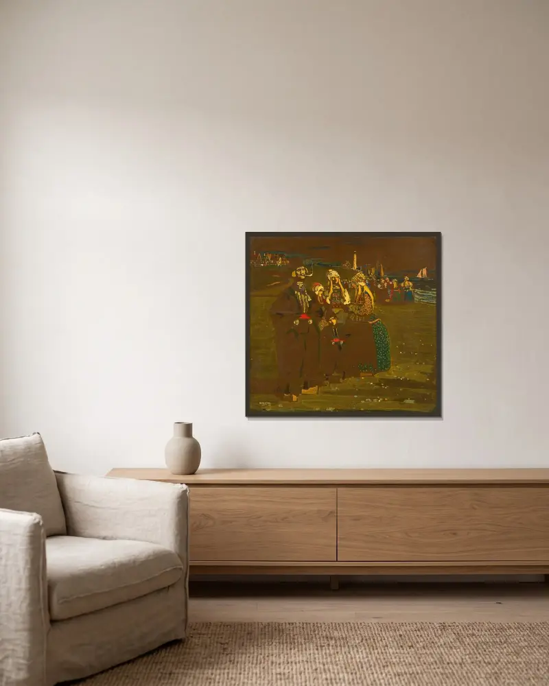 Erinnerung An Holland (In Erwartung Heimkehrender Schiffe) av Wassily Kandinsky inramad på en vägg