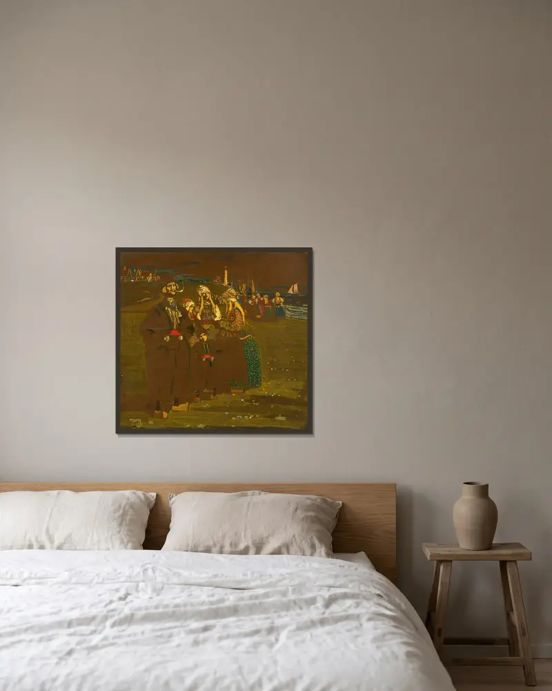 Erinnerung An Holland (In Erwartung Heimkehrender Schiffe) av Wassily Kandinsky inramad på en vägg