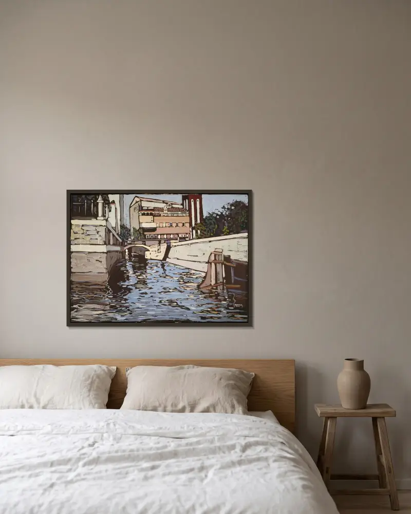 Erinnerung an Venedig 3 (Kanal) av Wassily Kandinsky inramad på en vägg