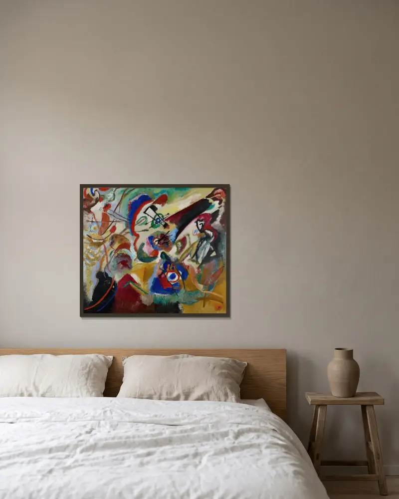 Fragment 2 für Komposition VII von Wassily Kandinsky gerahmt an einer Wand