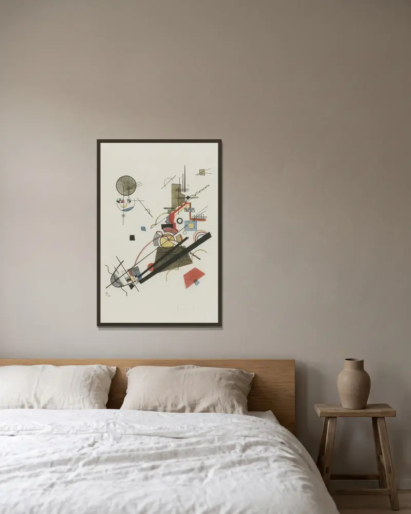 Frohlicher Augsteig av Wassily Kandinsky inramad på en vägg