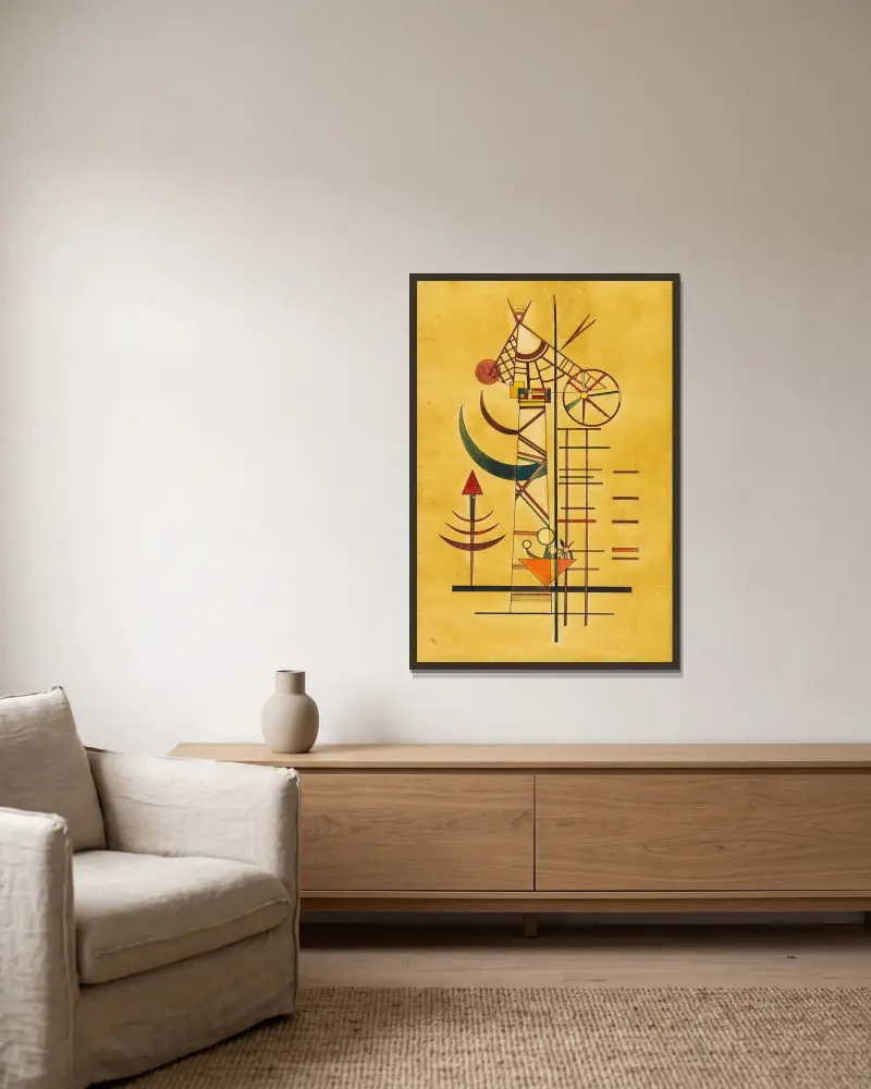 Gebogene Spitzen von Wassily Kandinsky gerahmt an einer Wand