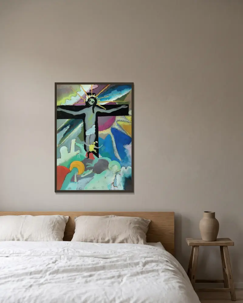 Gekreuzigter Christus av Wassily Kandinsky inramad på en vägg