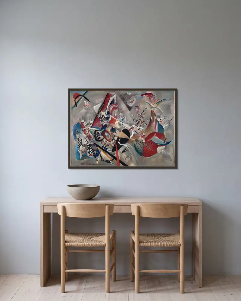 V šedé, Wassily Kandinsky v rámu na stěně