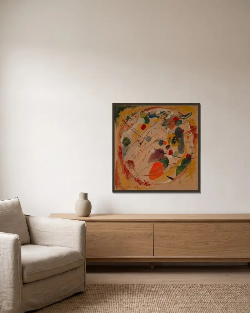 Im Kreis von Wassily Kandinsky gerahmt an einer Wand