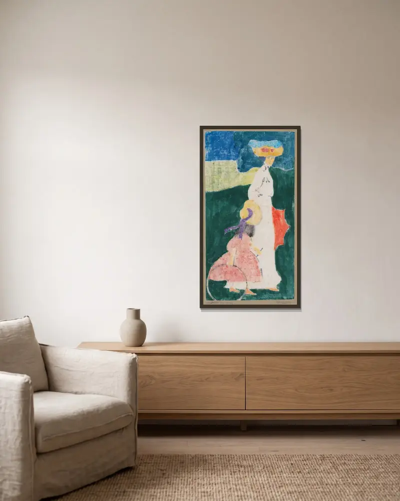 Im Sommer av Wassily Kandinsky inramad på en vägg