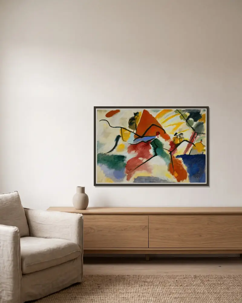 Impression V (Park) von Wassily Kandinsky gerahmt an einer Wand