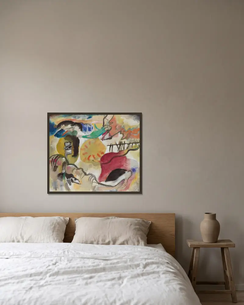Improvizace 27 (Zahrada lásky II), Wassily Kandinsky v rámu na stěně
