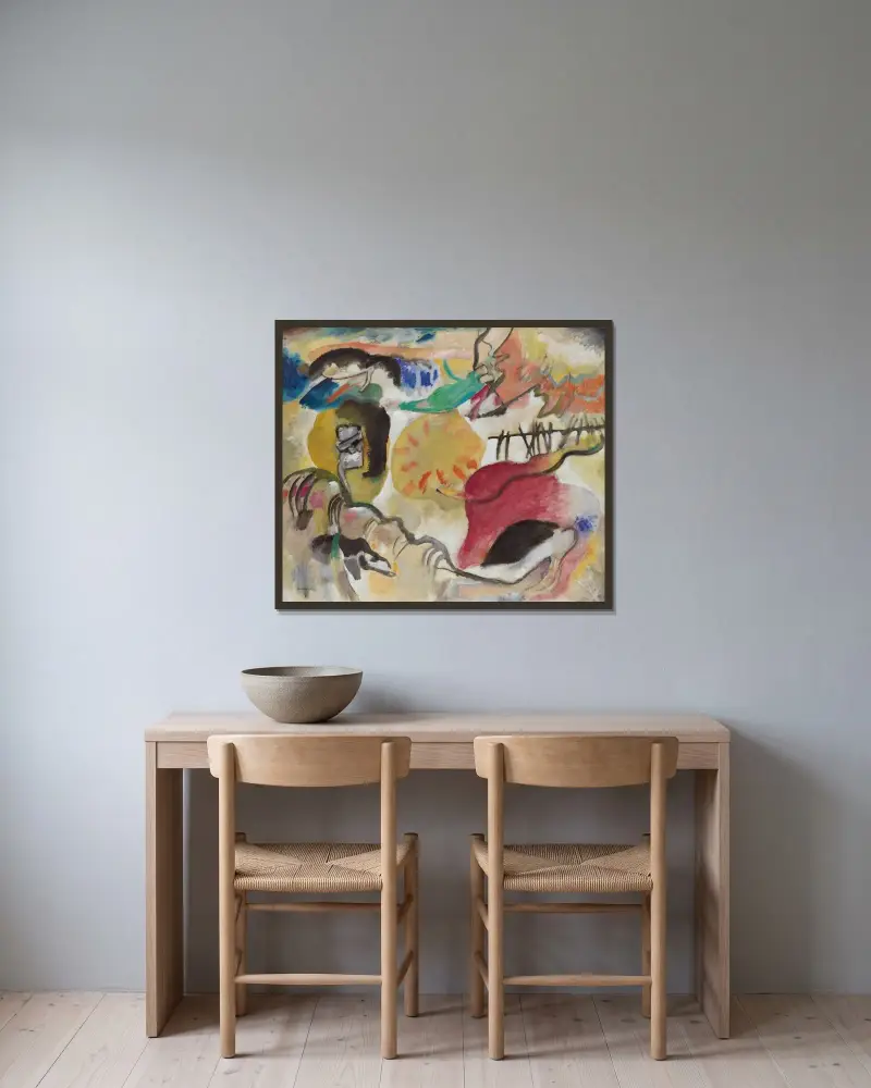Improvizace 27 (Zahrada lásky II), Wassily Kandinsky v rámu na stěně