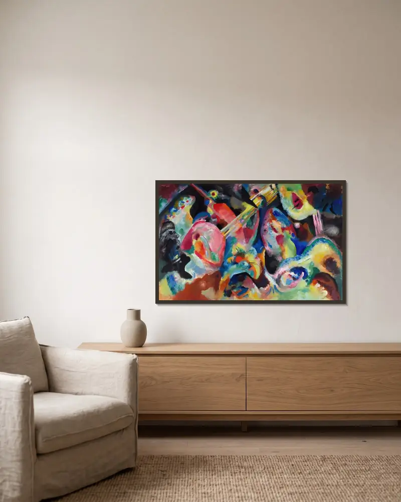 Improwizacja powódź, Wassily Kandinsky w ramie na ścianie