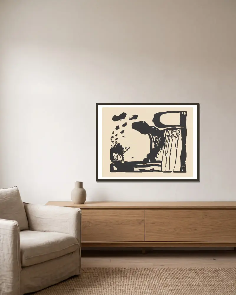 Klänge, Tafel 10 von Wassily Kandinsky gerahmt an einer Wand