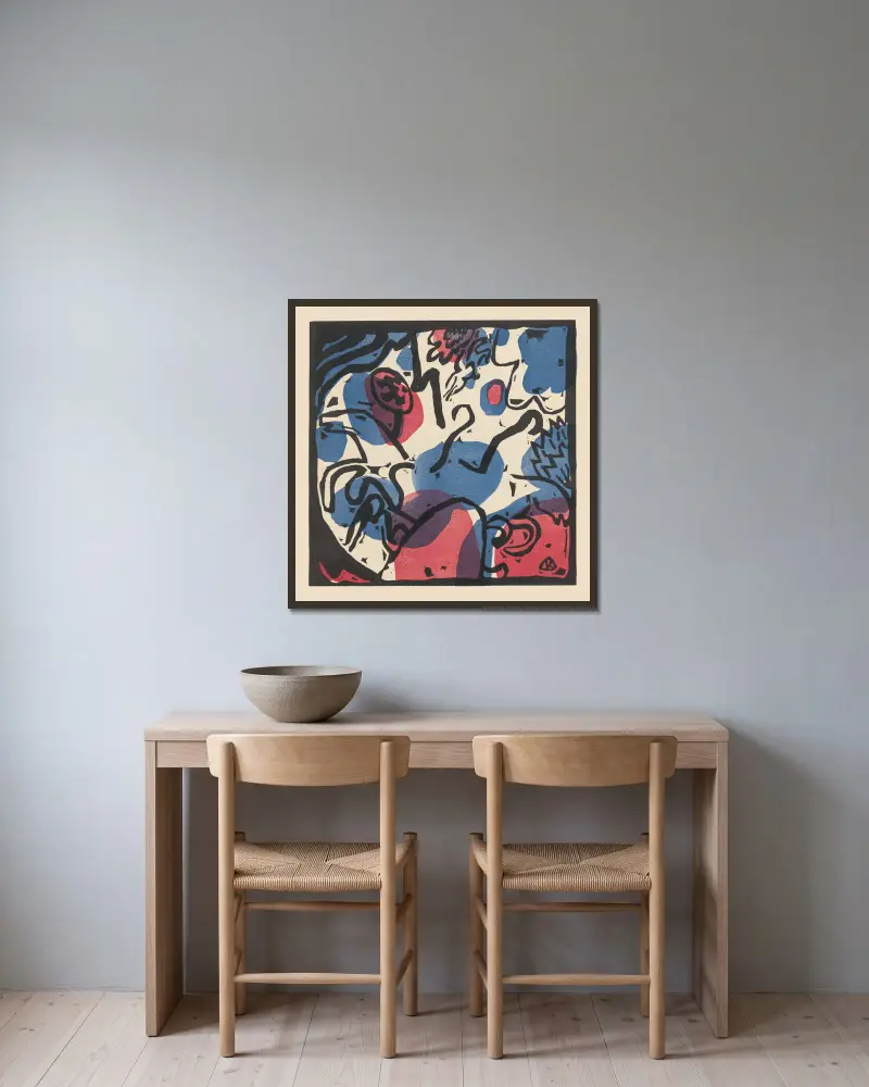 Zvuky, list 15, Wassily Kandinsky v rámu na stěně