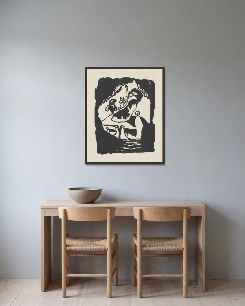 Klänge Pl. 17 von Wassily Kandinsky gerahmt an einer Wand