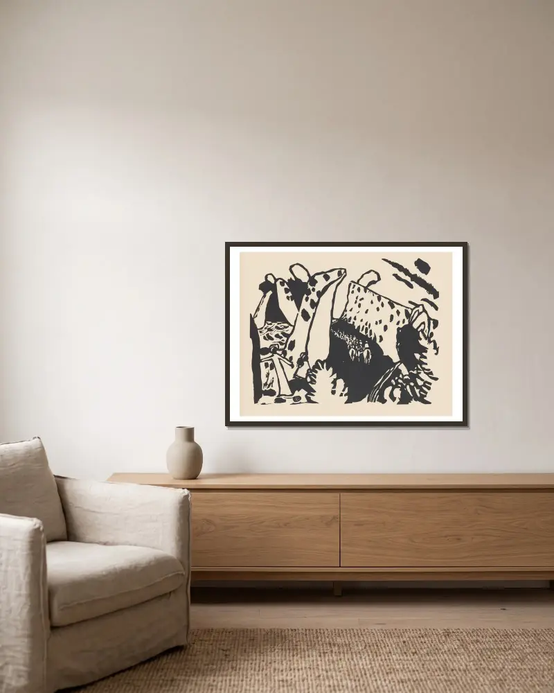Klänge Pl. 18 von Wassily Kandinsky gerahmt an einer Wand