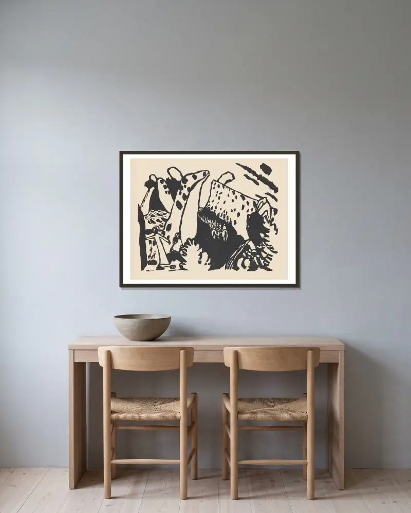 Klänge Pl. 18 von Wassily Kandinsky gerahmt an einer Wand