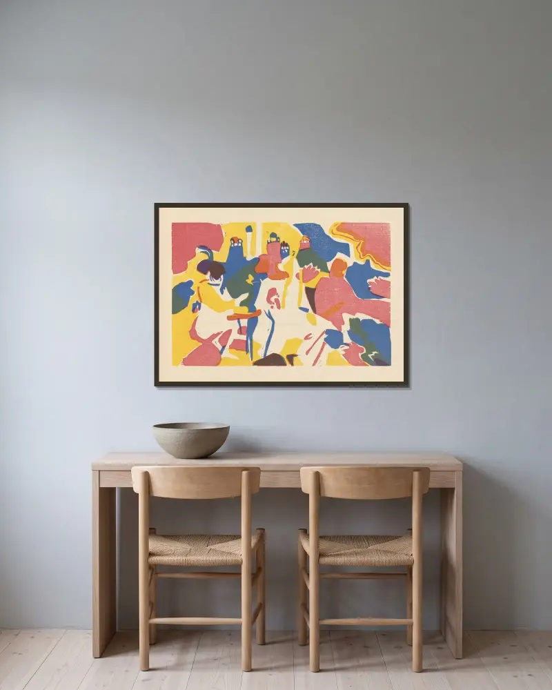 Klänge Pl.19 av Wassily Kandinsky inramad på en vägg