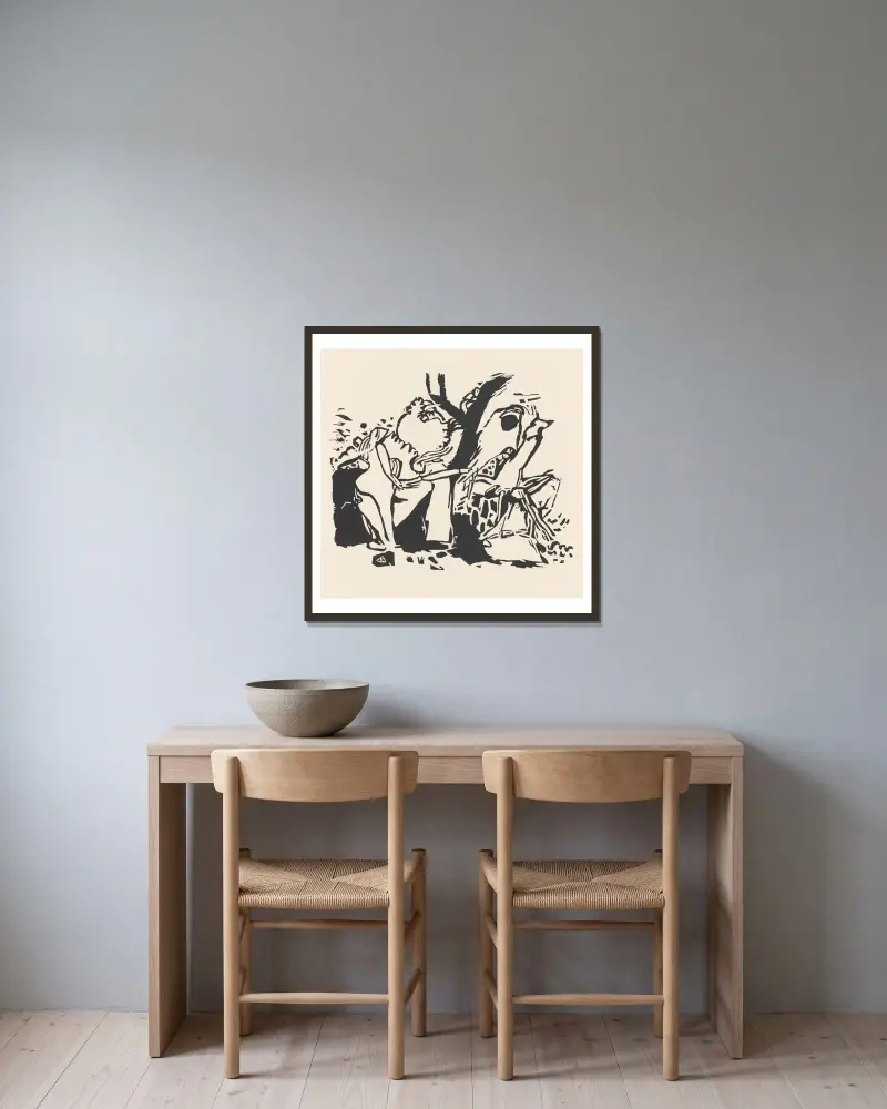 Zvuky, list 21, Wassily Kandinsky v rámu na stěně