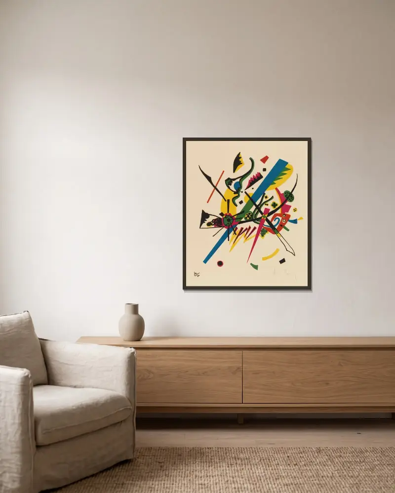 Kleine Welten I, 1922 – nr 2 av Wassily Kandinsky inramad på en vägg