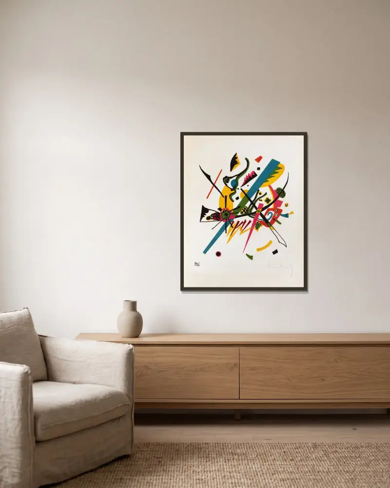 Kleine Welten (Small Worlds) I, 1922 – nr 1 av Wassily Kandinsky inramad på en vägg