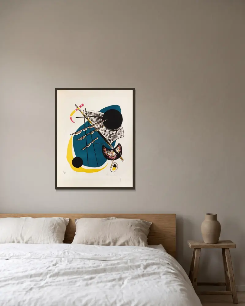Kleine Welten (Small Worlds) II av Wassily Kandinsky inramad på en vägg